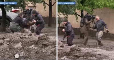Camarógrafa de CHV se hundió en el barro hasta los hombros cubriendo el aluvión en Las Condes